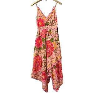 FARM Rio Vibrant Floral Midi Dress - Pink and Orange